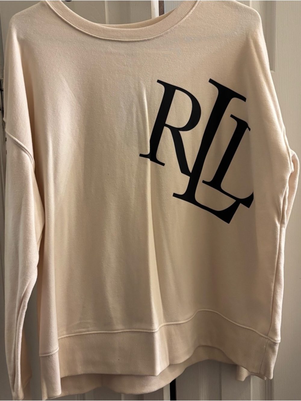Ralph Lauren Cream Crewneck with Black RL Logo